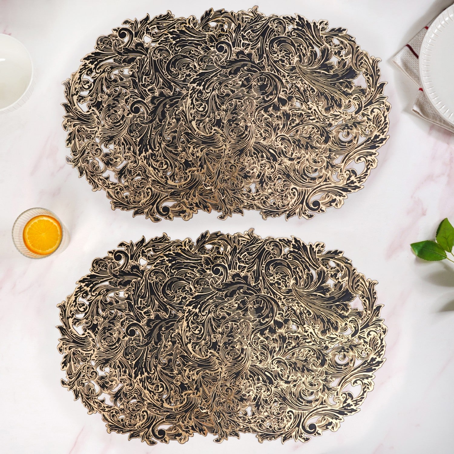 Noir Luxe Round Tablemat Set Of 6