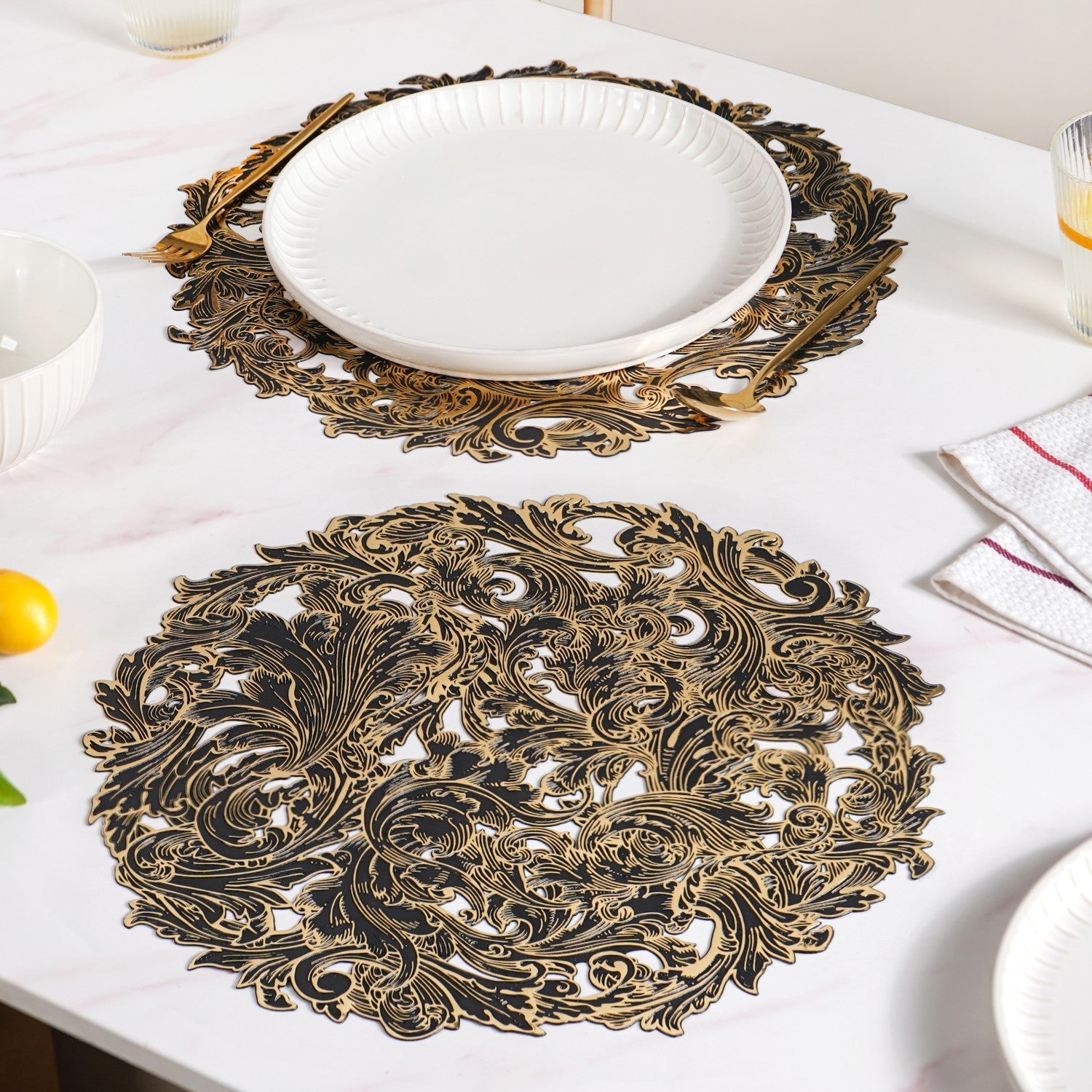 Noir Luxe Round Tablemat Set Of 6