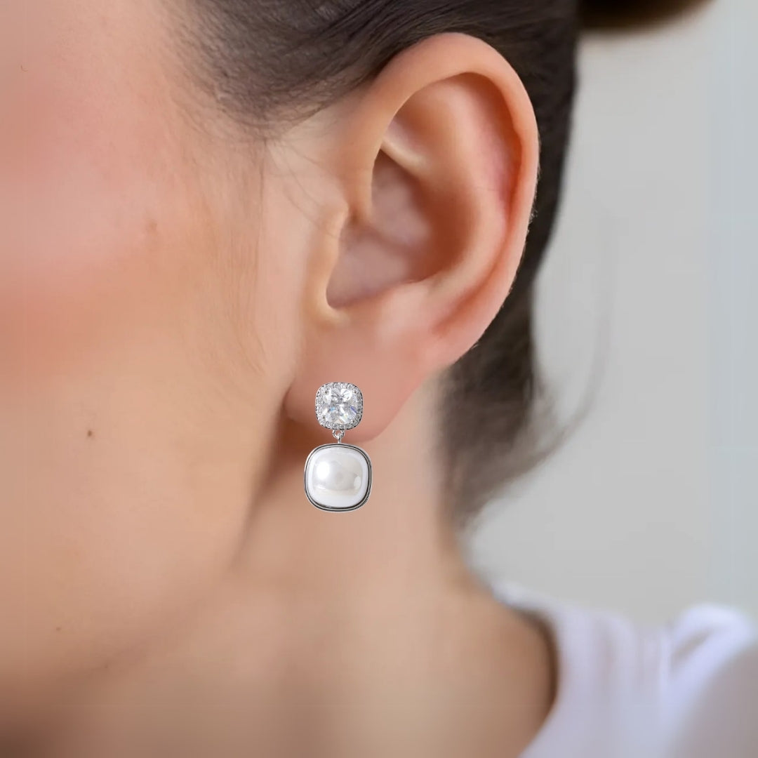 Ocean Treasure Pearl Drop Earrings Silver