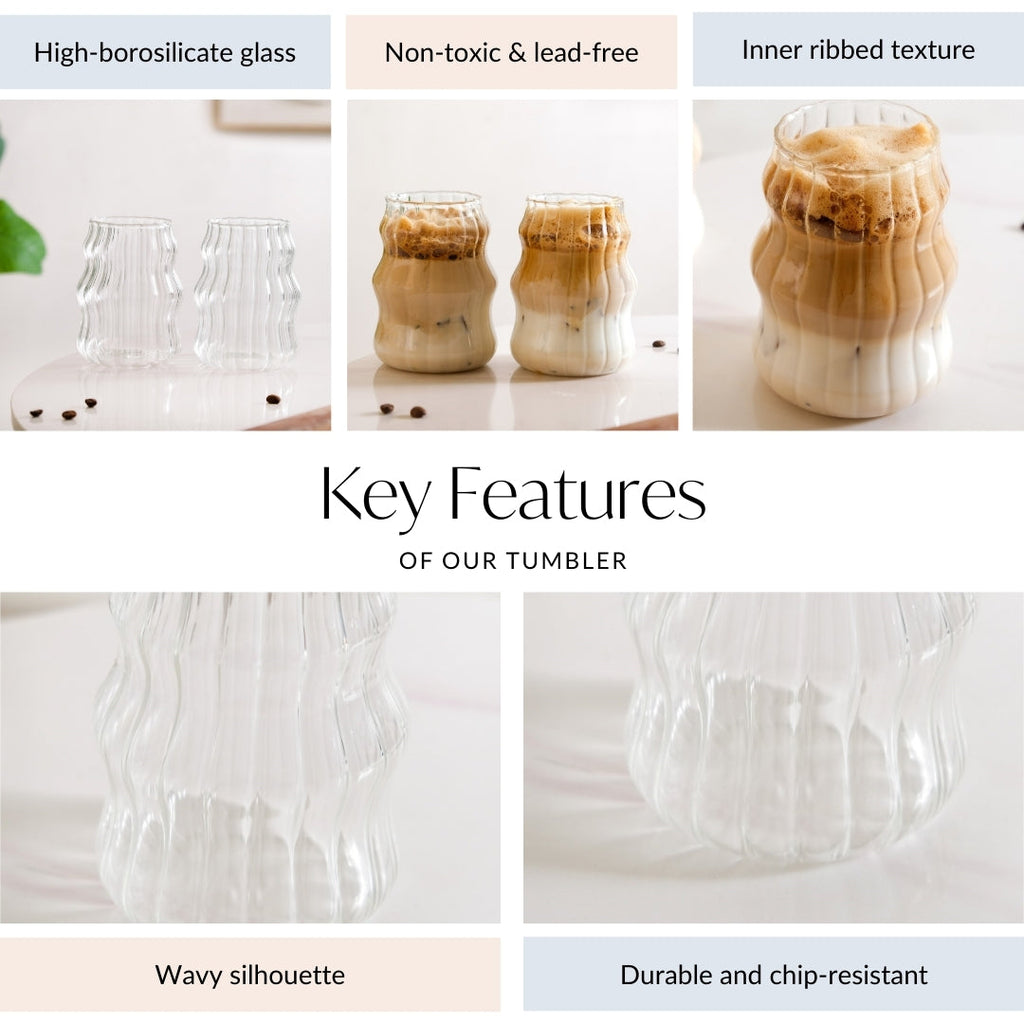 Ocean Waves Glass Tumblers Set Of 2 550ml