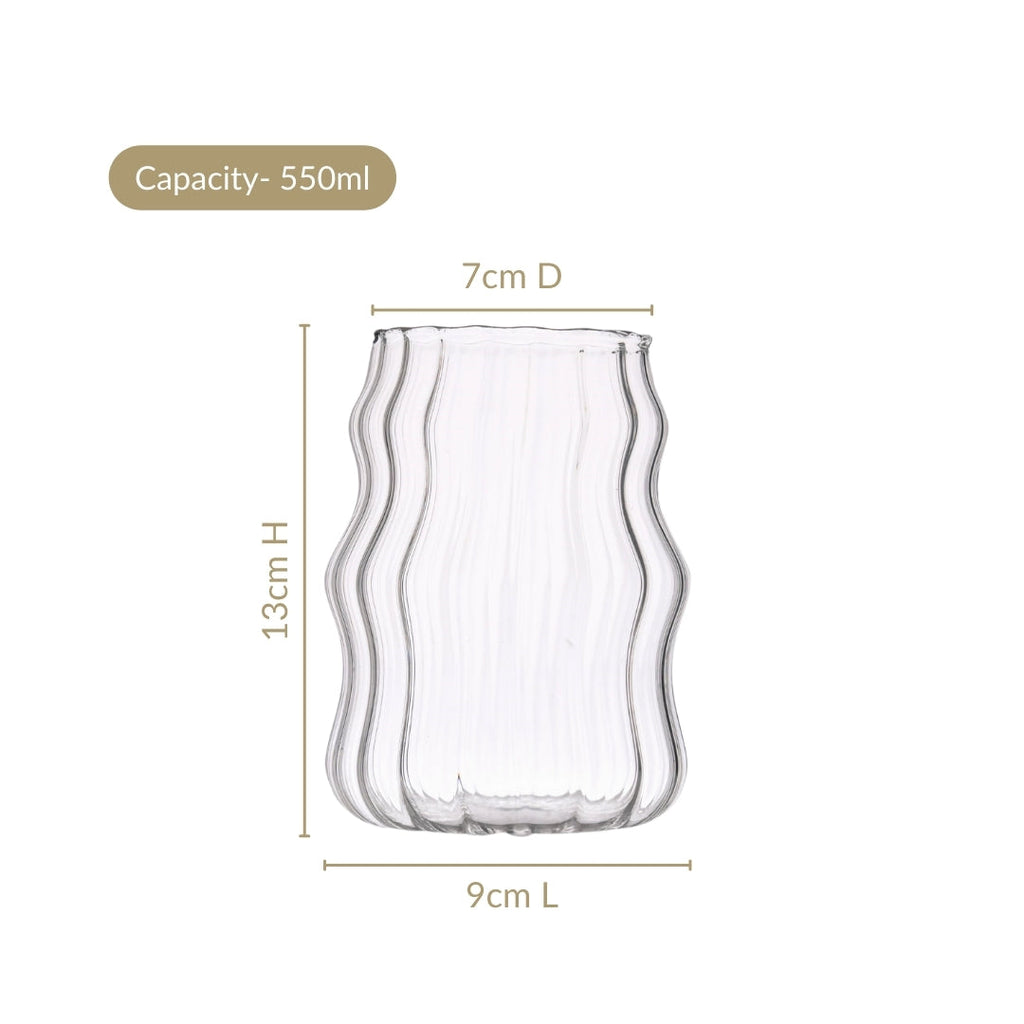 Ocean Waves Glass Tumblers Set Of 2 550ml