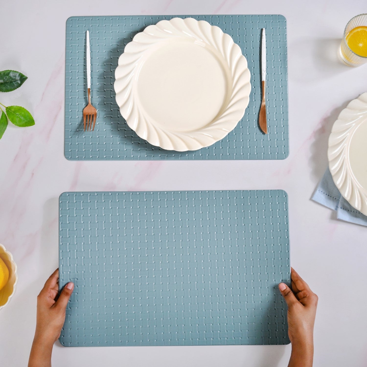 Ocean Blue Weave Placemat Set Of 6