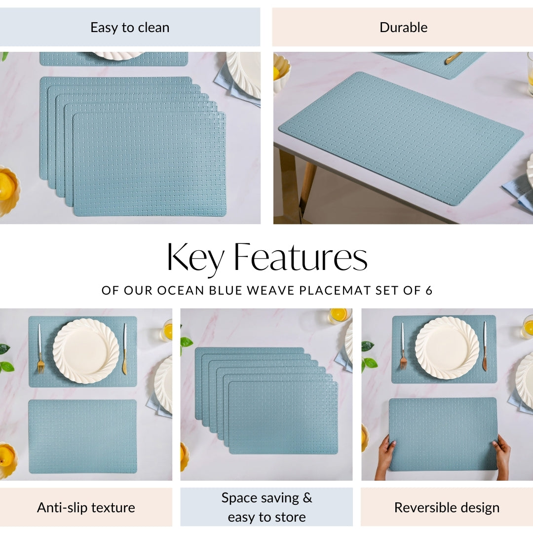 Ocean Blue Weave Placemat Set Of 6
