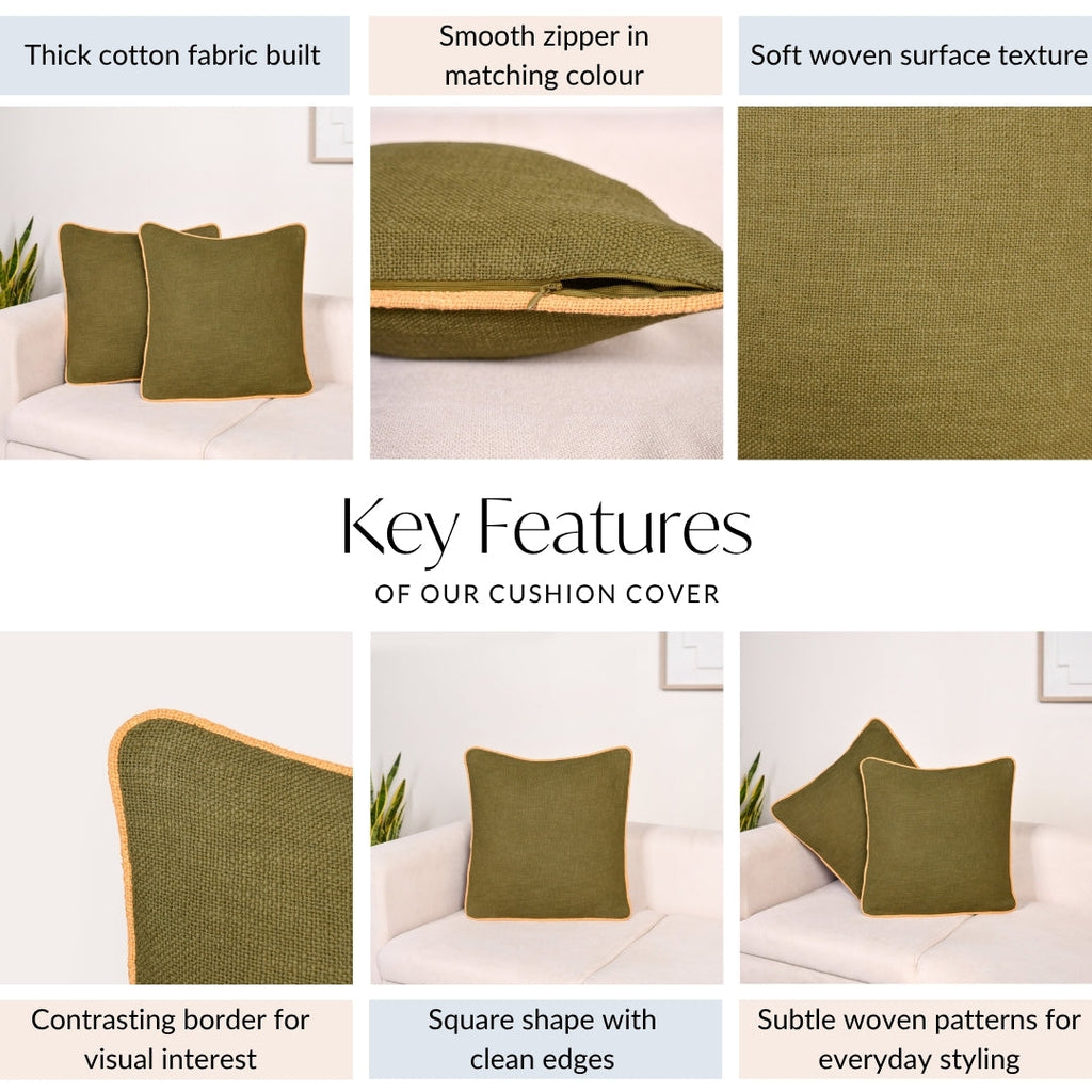 Cotton Cushion Cover Set Of 2 Olive