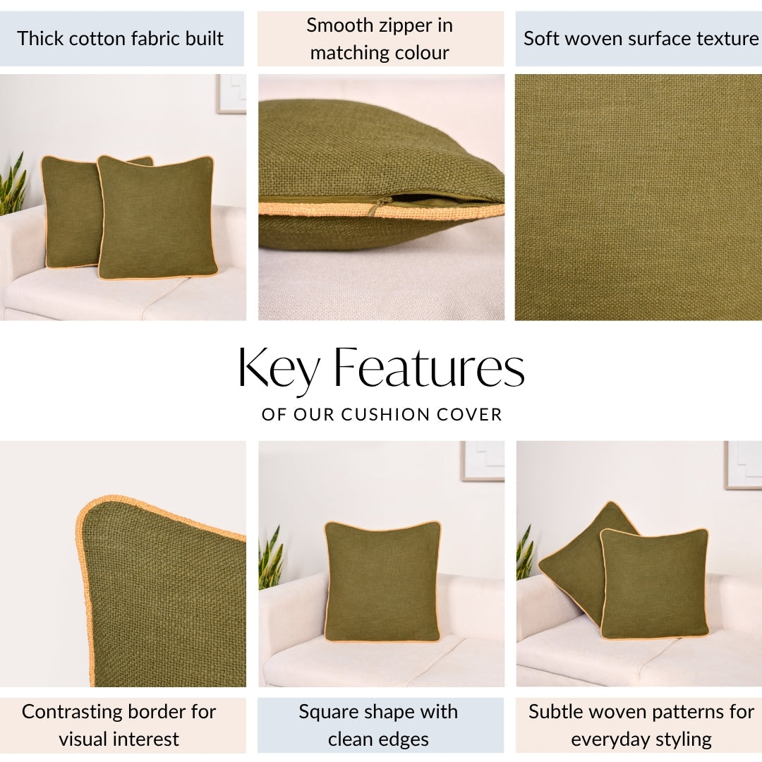 Cotton Cushion Cover Set Of 2 Olive