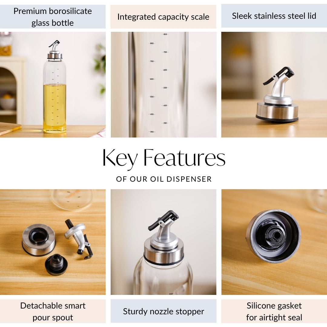 Oil Vinegar Dispenser Bottle With Detachable Nozzle 1000ml