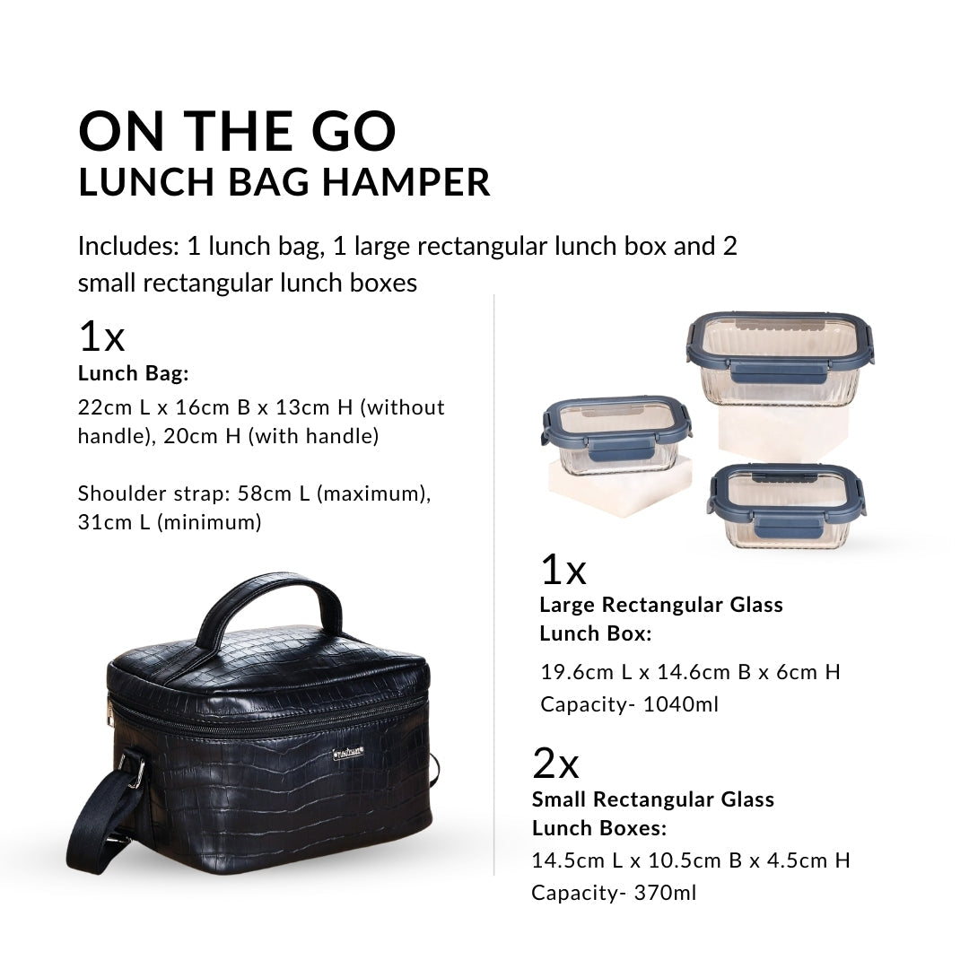 On The Go Lunch Bag Lunch Box Hamper In Faux Leather