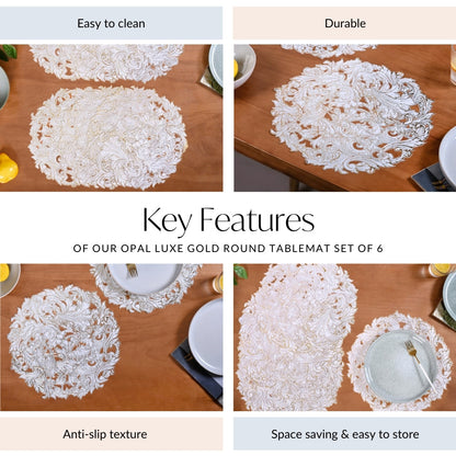 Luxe Gold Round Tablemat Set Of 6