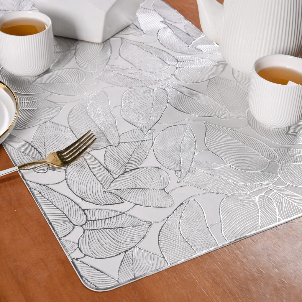 Opulent Leaf Silver Table Runner 91x35cm