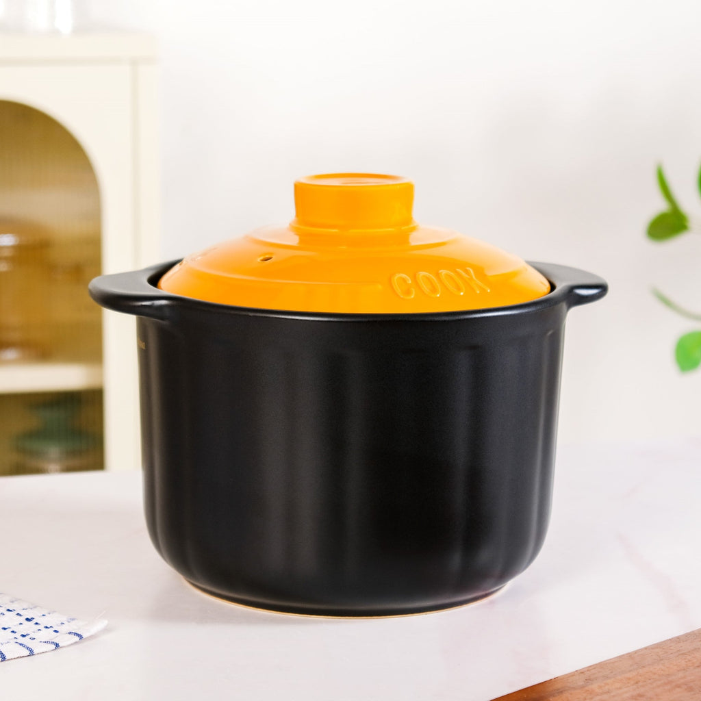 Ceramic Braising Cookpot With Orange Dome Lid 5500ml