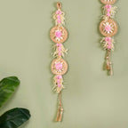 Organic Dried Grass Wall Hanging Light Pink Set Of 2
