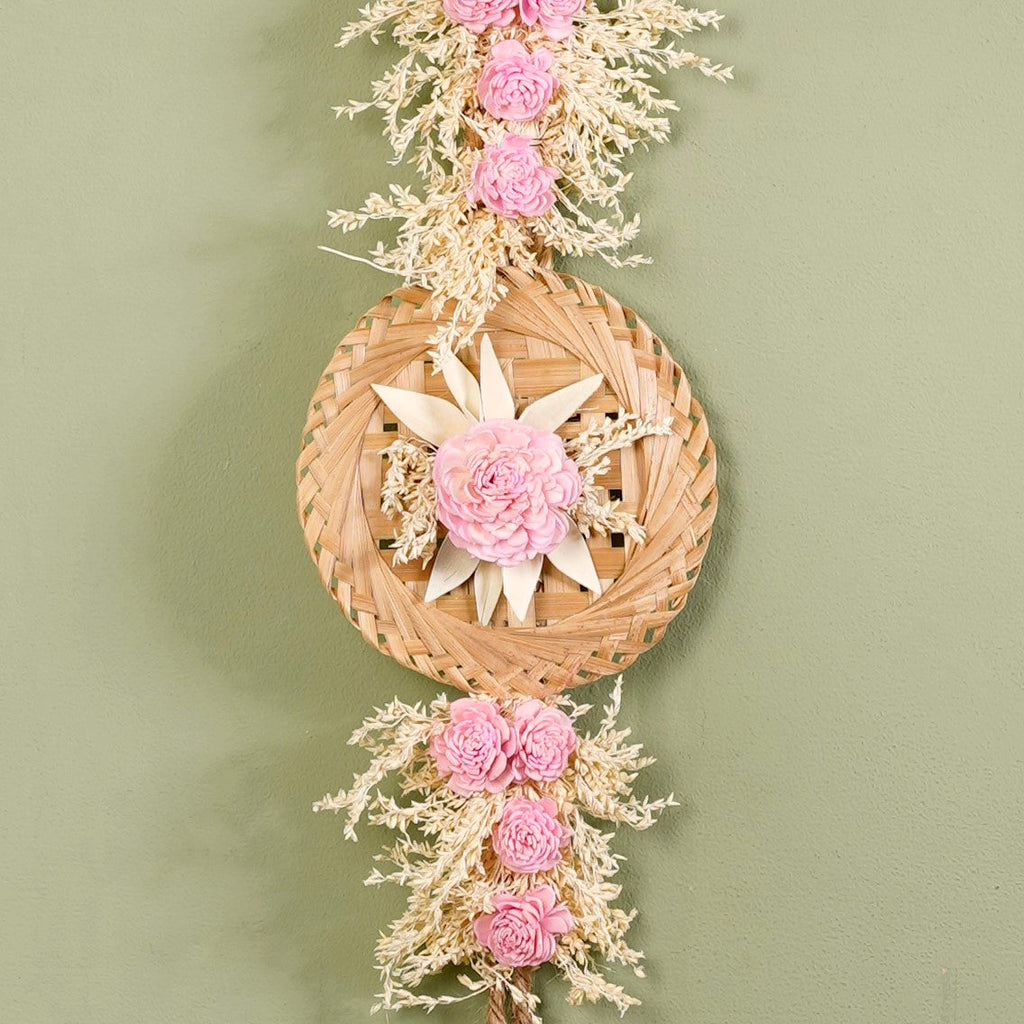 Organic Dried Grass Wall Hanging Light Pink Set Of 2