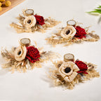 Organic Tealight Candle Holder Red Set Of 4