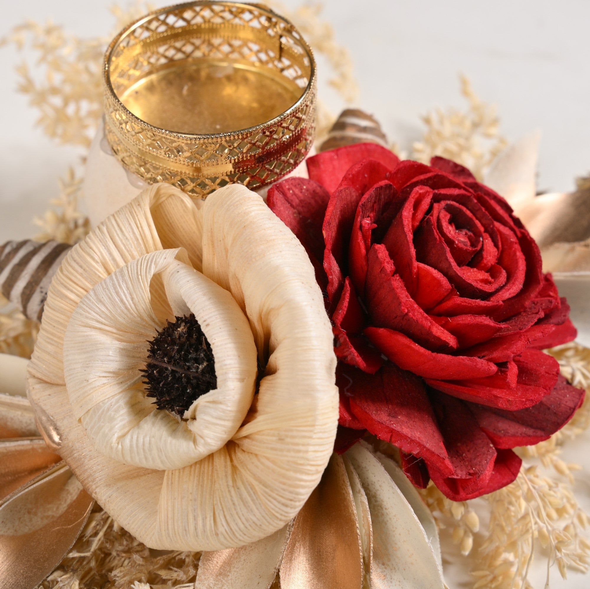 Organic Tealight Candle Holder Red Set Of 4