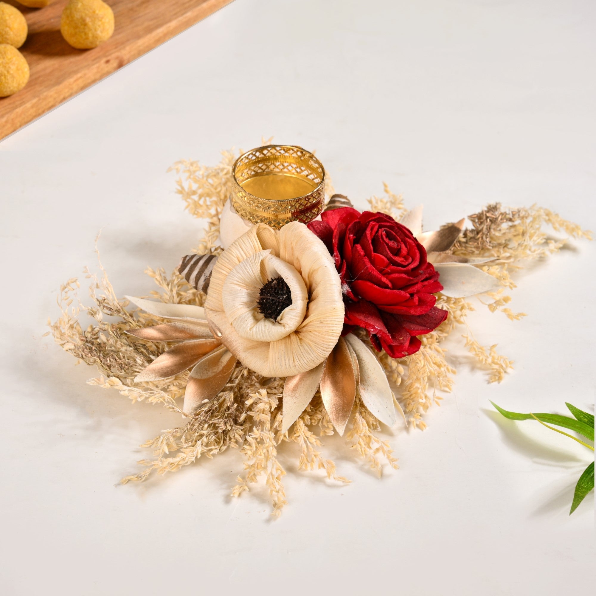 Organic Tealight Candle Holder Red Set Of 4