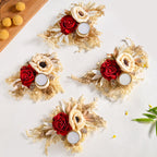 Organic Tealight Candle Holder Red Set Of 4