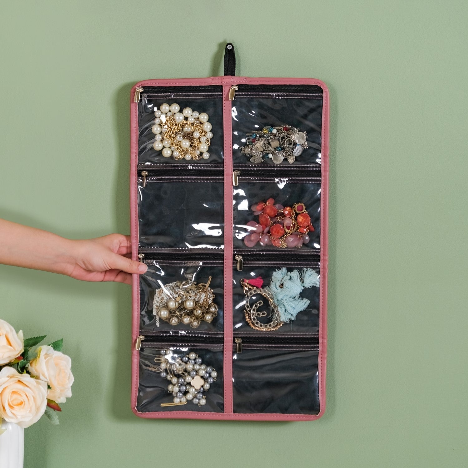 Foldable Pink Jewellery Organizer