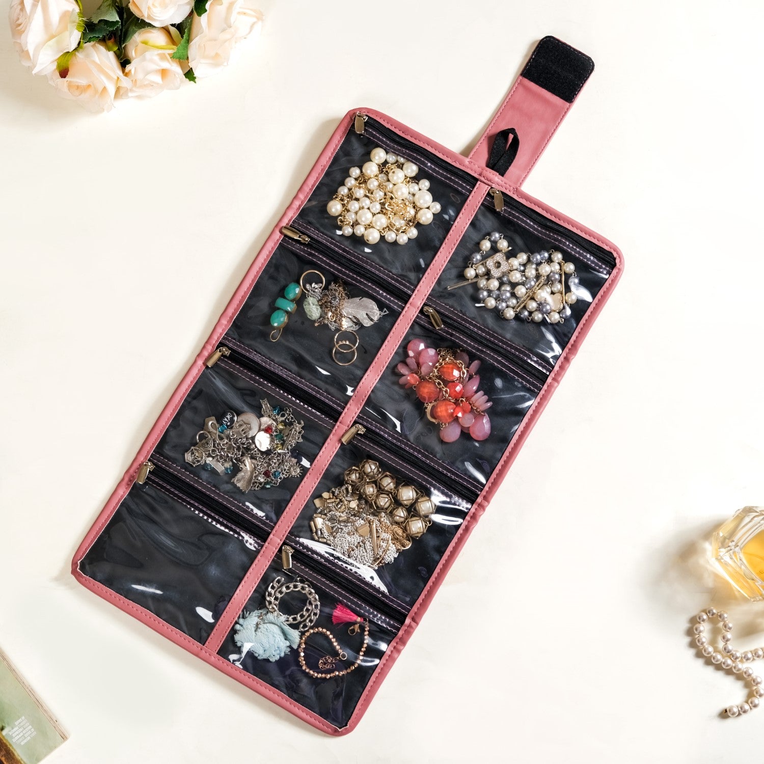 Foldable Pink Jewellery Organizer