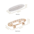 Ornate Metal Glass Decorative Boat Tray