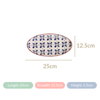Blue Flower Oval Serving Platters Set Of 2 9 Inch