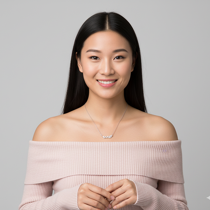 Anushka Sharma Silver Leaf Necklace