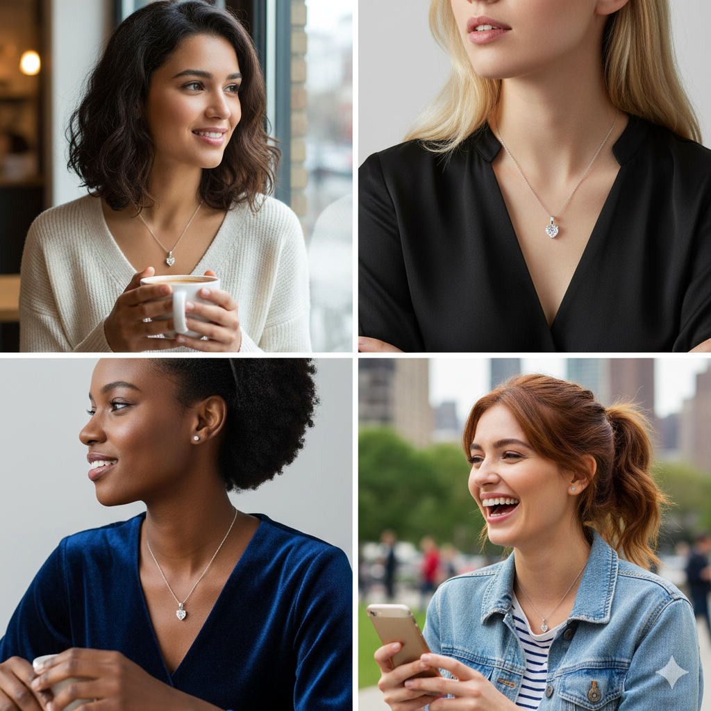 Anushka Sharma Silver Solitaire Heart  Pendant with Link Chain