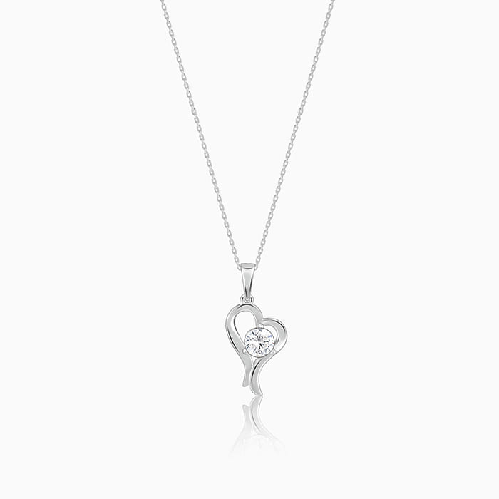 Anushka Sharma Silver Zircon Curl Heart Necklace with Link Chain