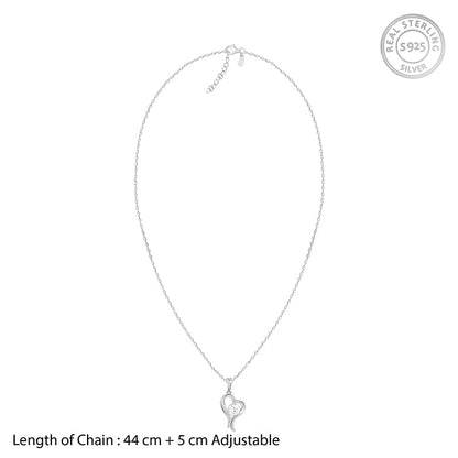 Anushka Sharma Silver Zircon Curl Heart Necklace with Link Chain
