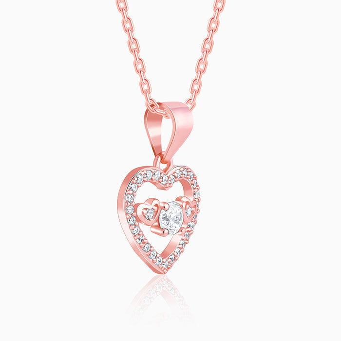 Anushka Sharma Rose Gold Love Heart Pendant with Link Chain