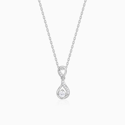 Silver Zircon Twist Necklace