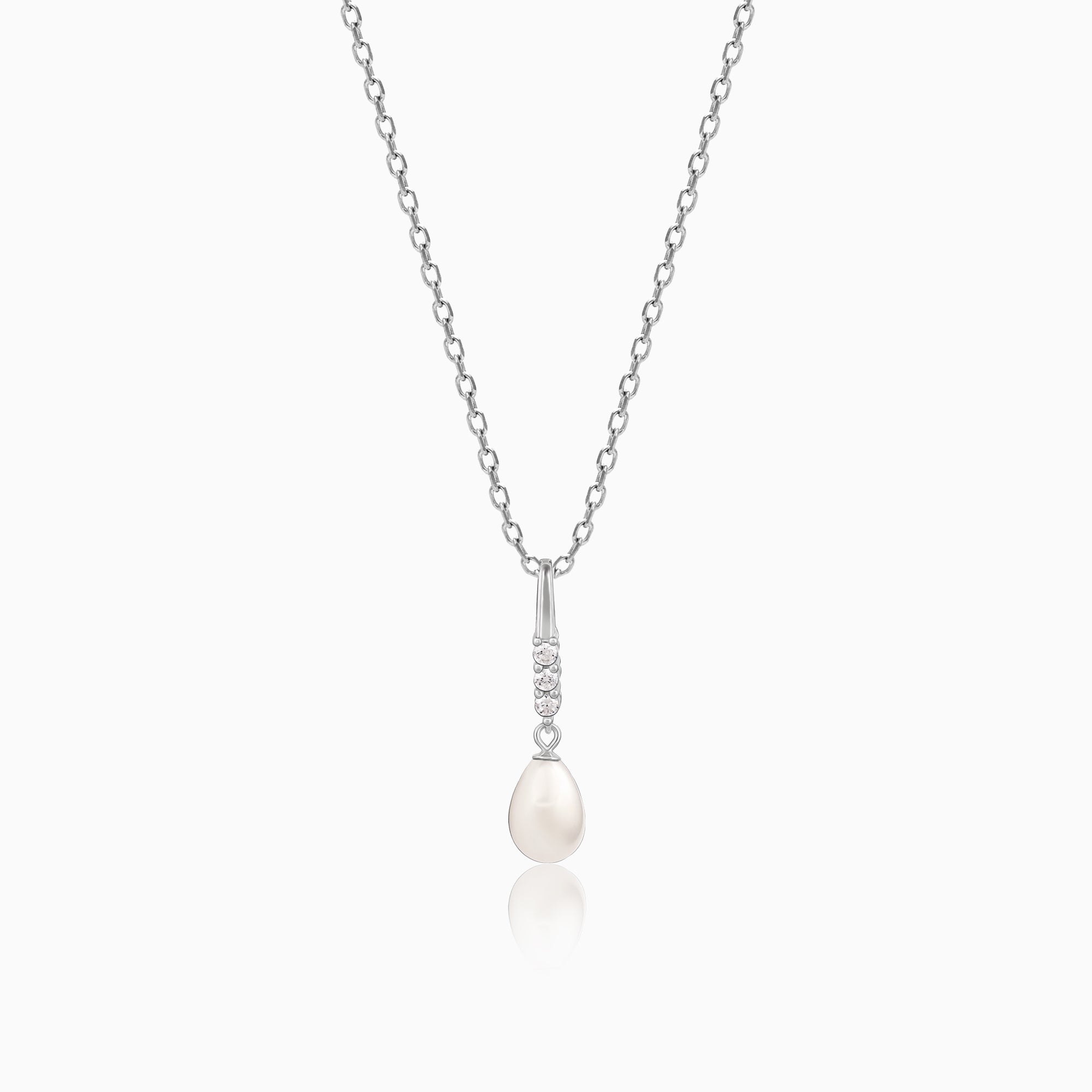 Anushka Sharma Silver Drop of Pearl Pendant with Link Chain