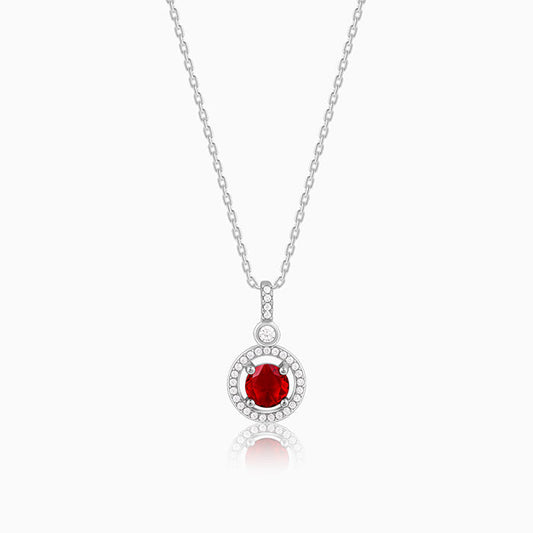 Silver Radiant Red Pendant with Link Chain
