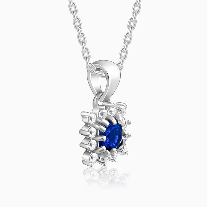 Anushka Sharma Silver Royal Blue Pendant with Link Chain