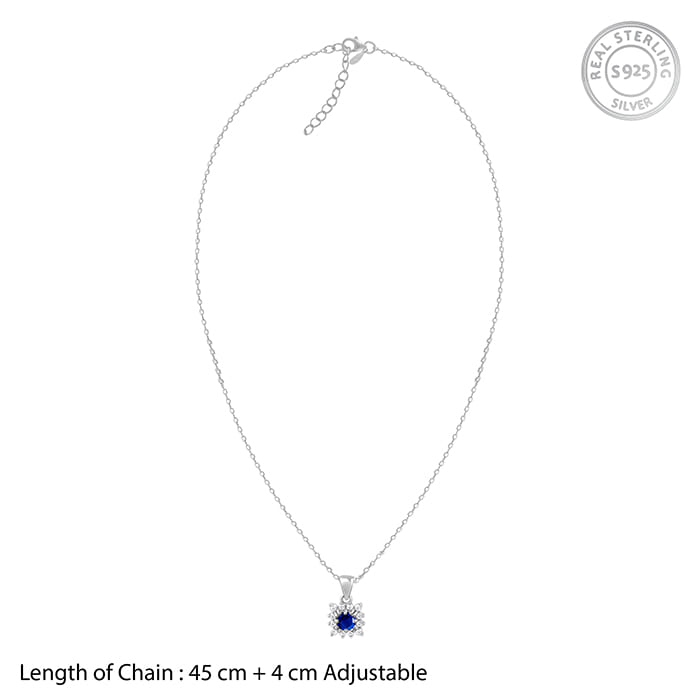 Anushka Sharma Silver Royal Blue Pendant with Link Chain