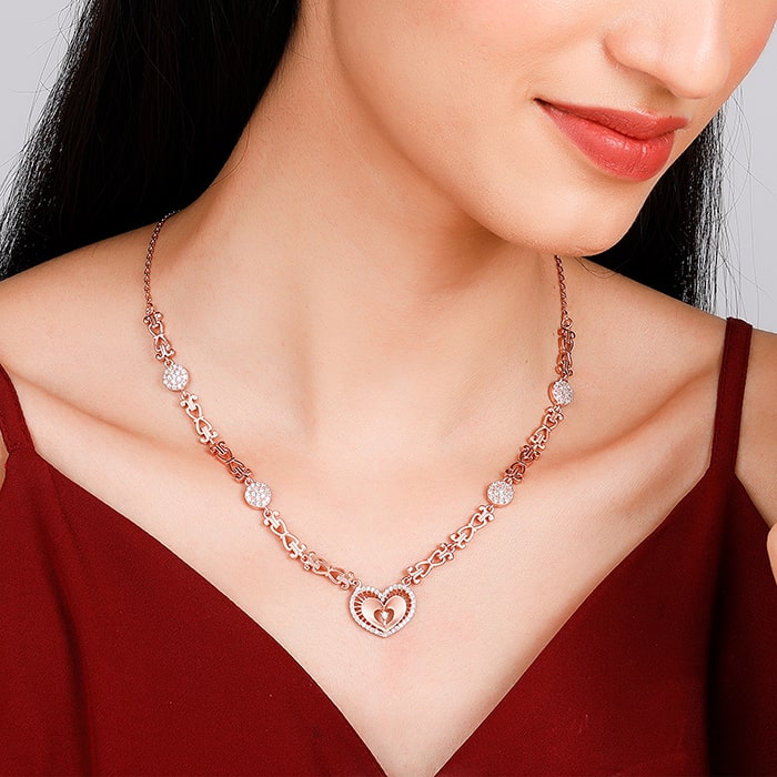 Anushka Sharma Rose Gold Love Affair Necklace