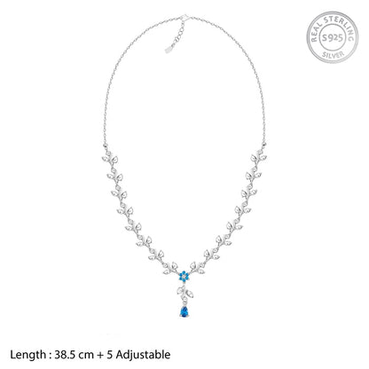 Silver Blue Daisy Necklace
