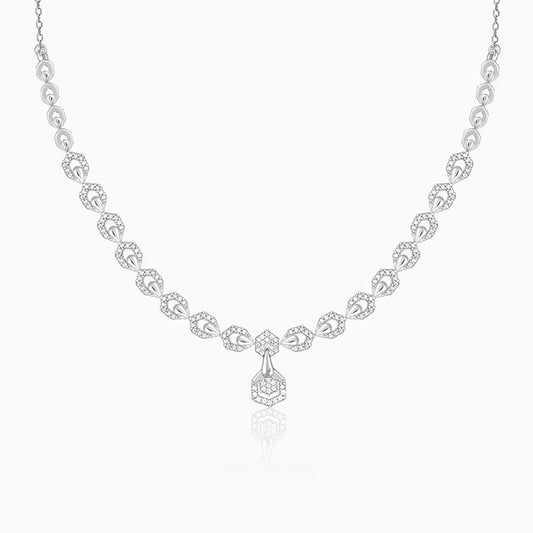 Silver Glittering Hexagon Necklace
