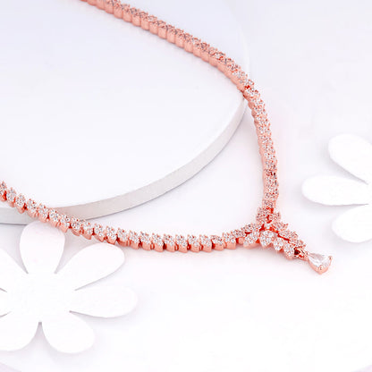 Rose Gold Bridal Floral Necklace