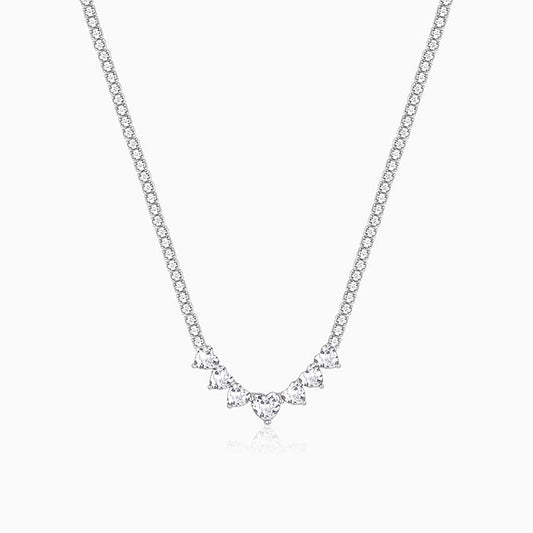 Silver Zirconia Heart Necklace