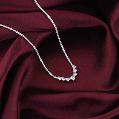 Silver Zirconia Heart Necklace