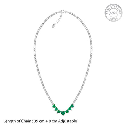 Silver Green Heart Necklace