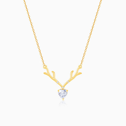 Golden Deer Heart Necklace
