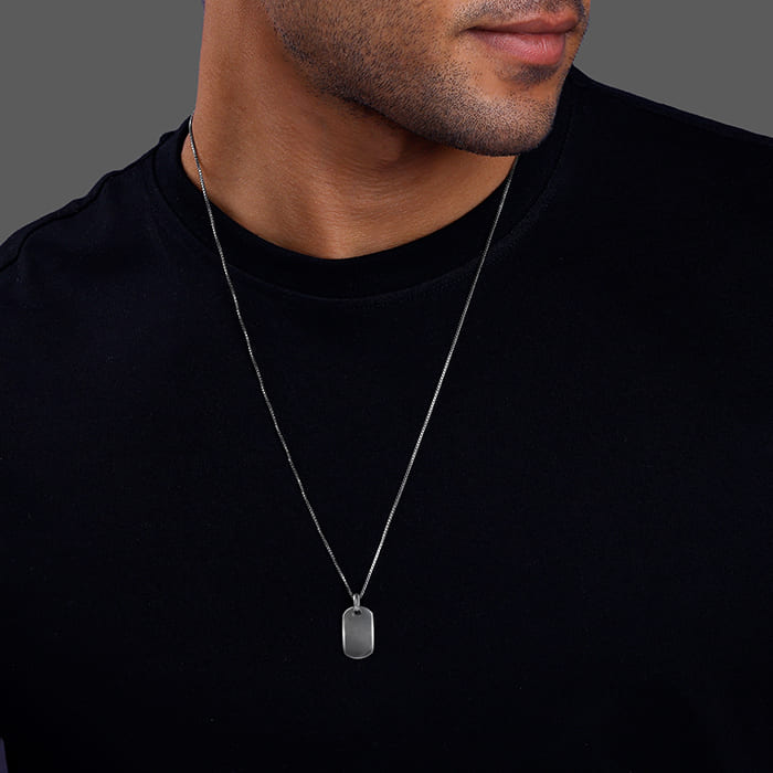 Black Rhodium Aegis Amulet Pendant with Box Chain For Him