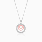 Dual Tone Luna Halo Pendant With Link Chain