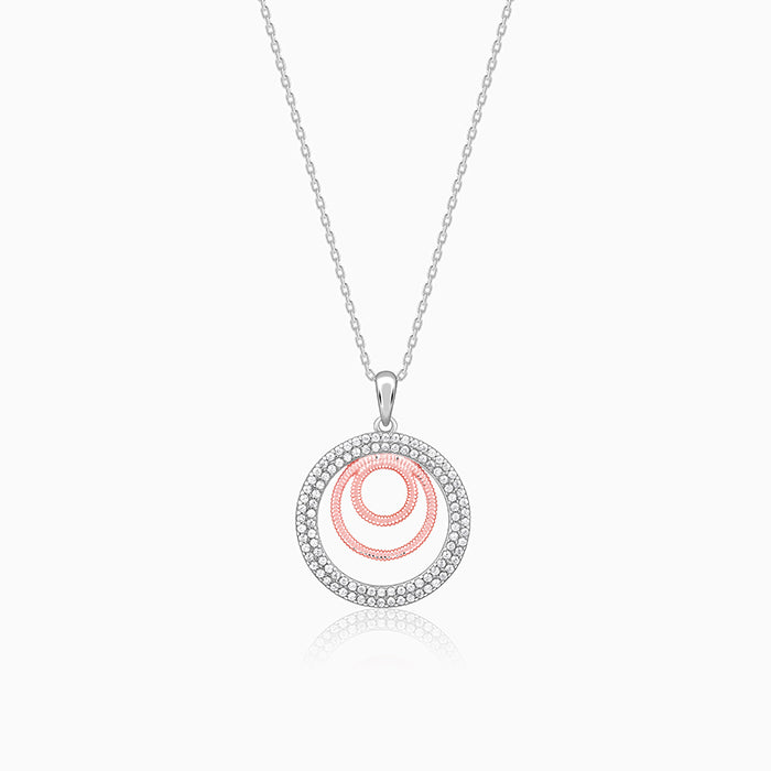 Dual Tone Luna Halo Pendant With Link Chain