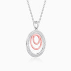 Dual Tone Luna Halo Pendant With Link Chain