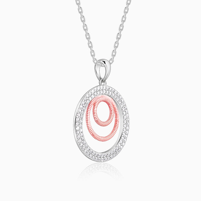 Dual Tone Luna Halo Pendant With Link Chain