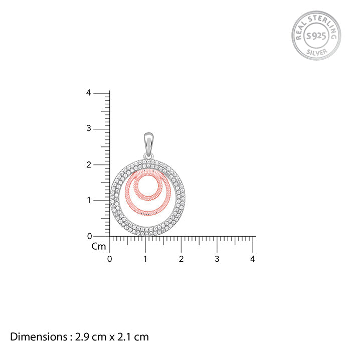 Dual Tone Luna Halo Pendant With Link Chain