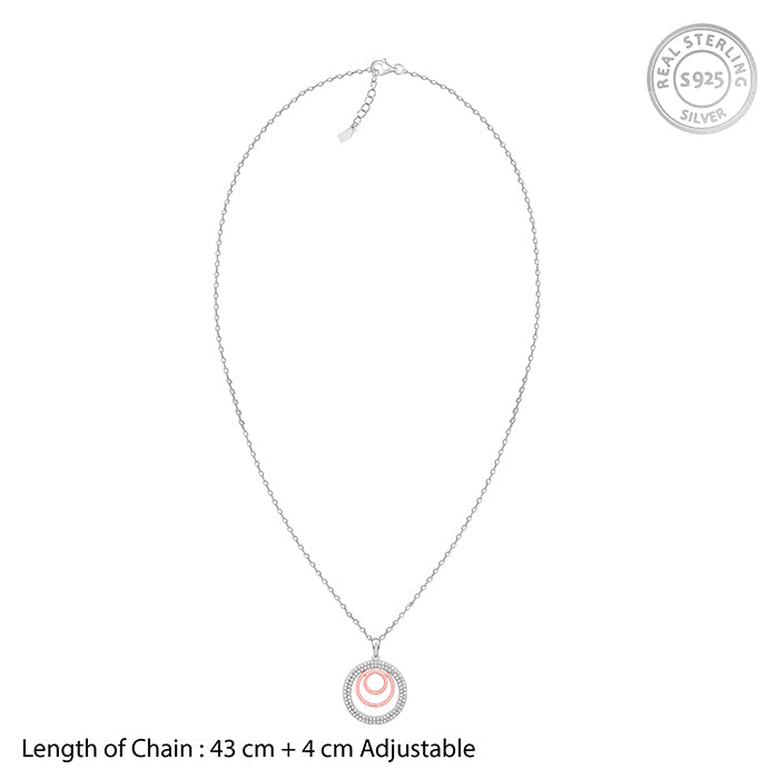 Dual Tone Luna Halo Pendant With Link Chain