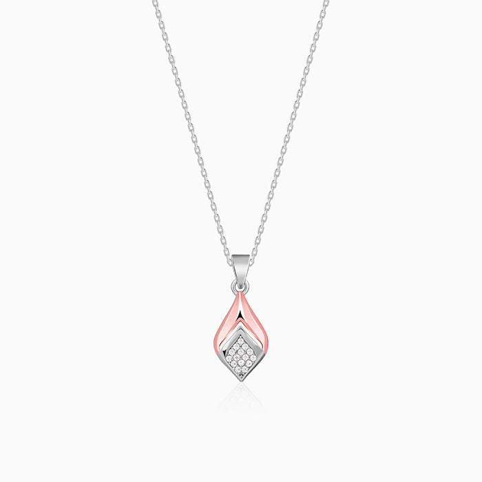 Dual Tone Majestic Rhombus Pendant With Link Chain